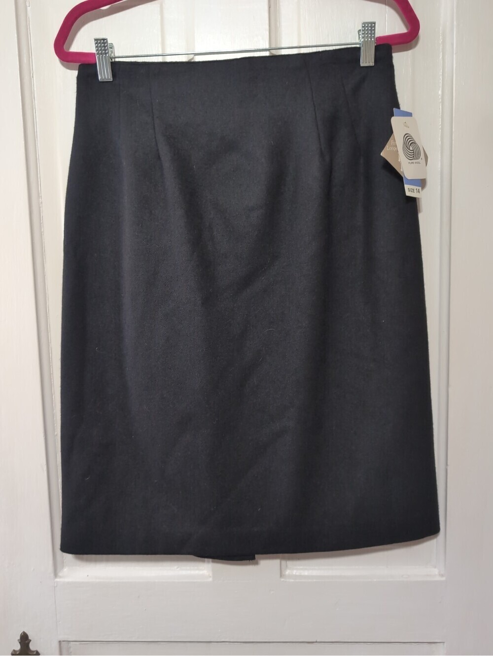Vtg Savannah Wool Skirt Black A-Line Lined Office Career USA Womans 14(1435)C